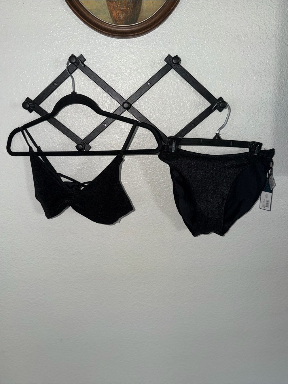 Katia Lisa Black Shimmer Bikini Set NWT Women’s XL Adjustable Triangle Swimwear - Picture 2 of 5